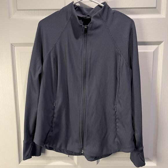 Athleta Salutation Jacket Womens 1X Size Full Zip Long Sleeve Blue Yoga Run - Picture 1 of 8